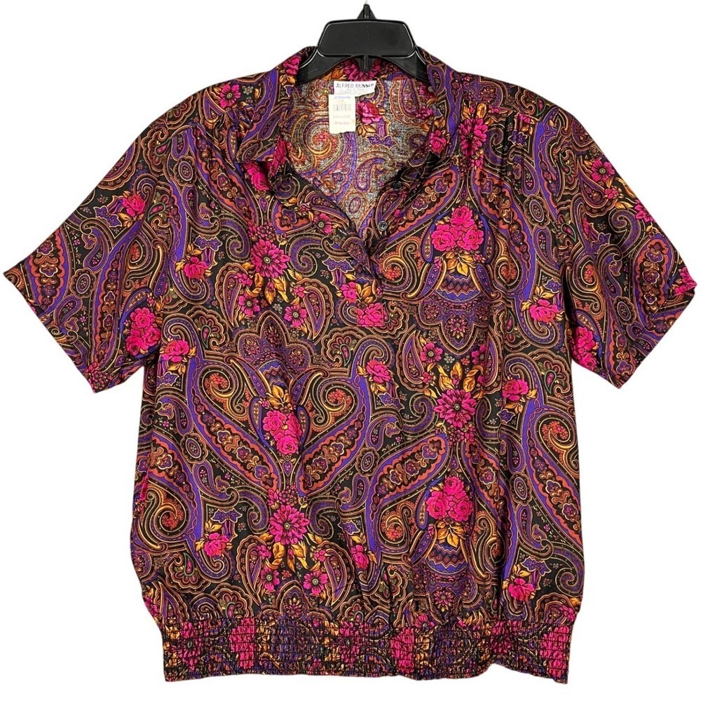 Alfred Dunner Top 20W Vintage 80s Shoulder Pad‎ Statement Office Boho Made USA
